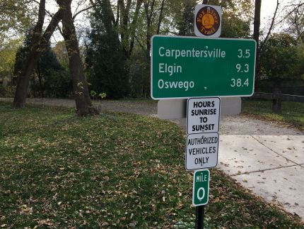 Fox River Trail miles marker near Algonquin