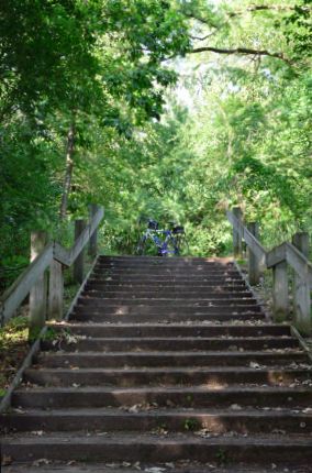 The steps up to bike from viewing platform