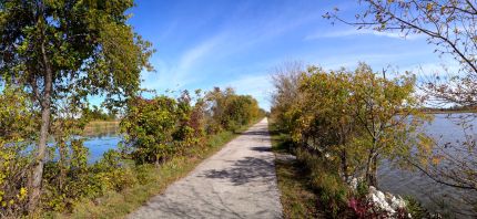 Wide angle view of Bike Trail and Butterfield Creek