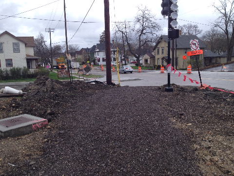 Loose gravel on bike trail detour