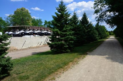 Golf carts along the Des Plaines River Trail