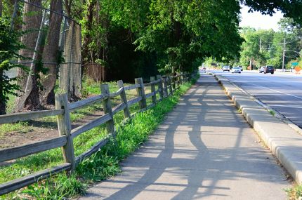 The North Branch Trail as it runs alongside Harms Road