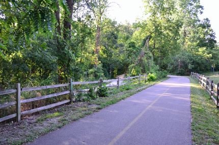 Paved and crushed stone paths by Harms Road