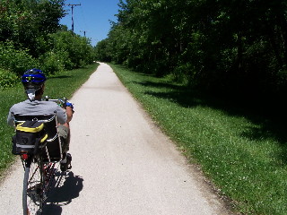 Recumbent rider on Robert McClory Bike Trail