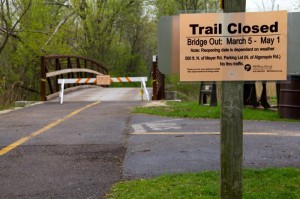 Bridge Out Sign on Prairie Trail