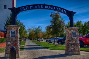 Old Plank Road Trail Arc h in Frankfort