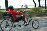 Recumbent Rider on Bike The Drive