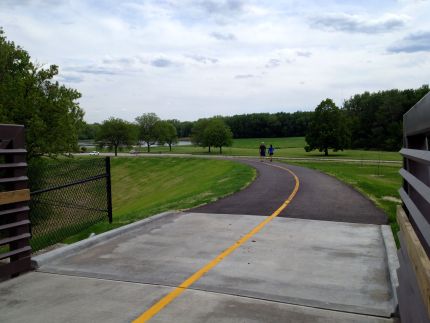 Crossing new bridge to south side