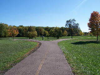 Purple path - right, Red loop left.