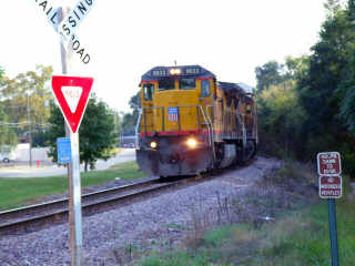 Train by the Fox River Bike Trail