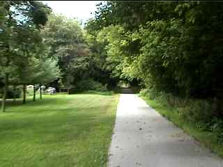 Passing through small town on bike trail