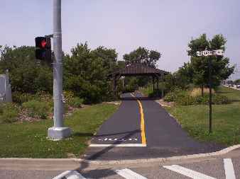 Bike trail through the town of Crystal Lake