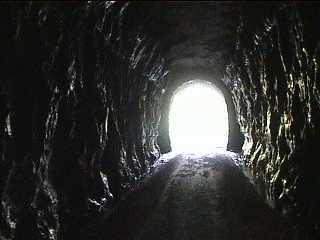 Vire of the tunnel walls on the Elroy Sparta Trail