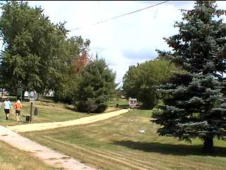 The trail and a crosswalk